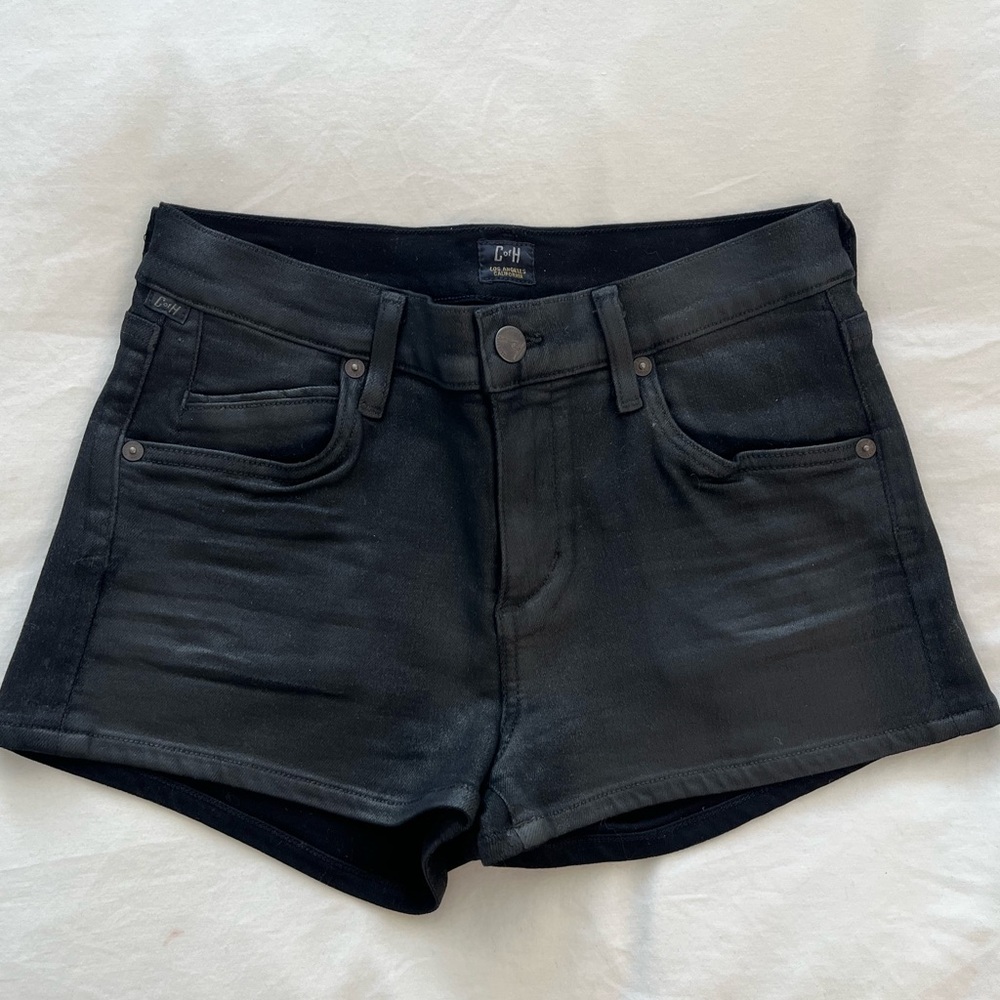 Citizens of Humanity Black Shiny Denim Shorts
